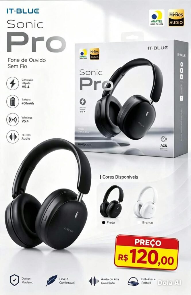 fone de ouvido sem fio Sonic Pro da marca IT-Blue