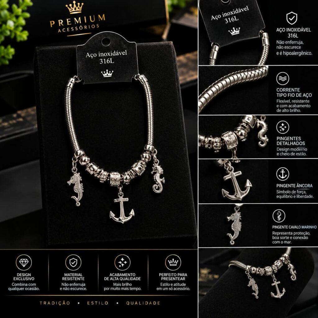 pulseira overlock em aço
