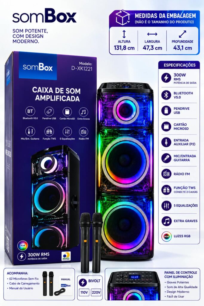 caixa amplificada som box 1,20 m